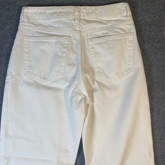 Zara Women White Denim Wide Leg Crop Jeans Size 4 - 30x28 Casual‎ Baggy Pockets - Picture 5 of 12